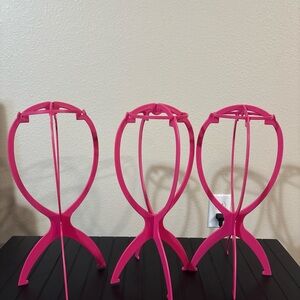 Wig stand Bright Pink Decorative Headform Display Stand - Set of 3